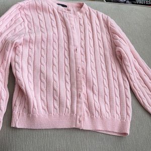Cable pink girls sweater